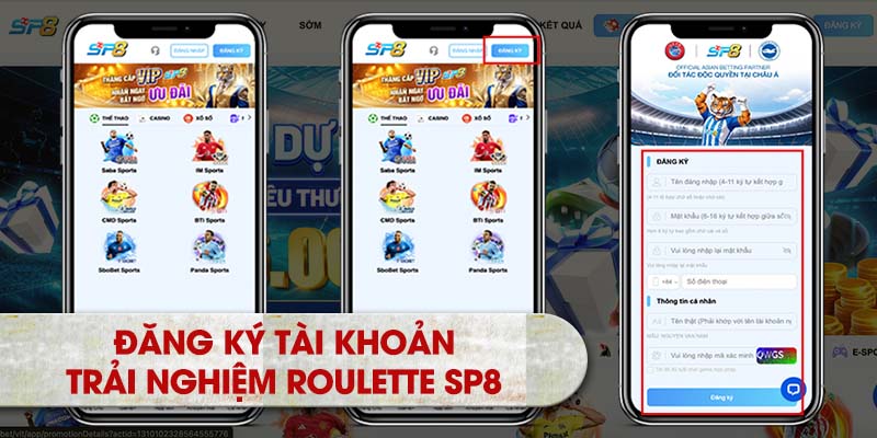 Đăng ký tài khoản trải nghiệm Roulette SP8